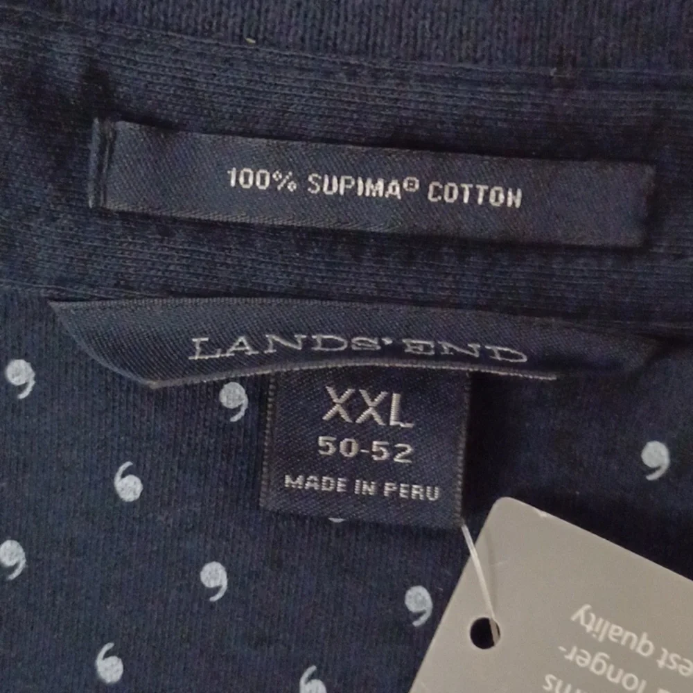 Lands End Navy Polo XXL Supima Cotton - Picture 7 of 11